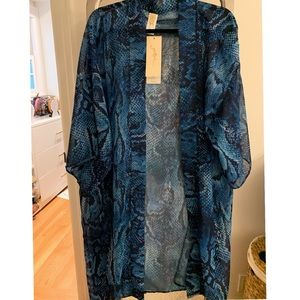 Profile by Gottex Blue Snake Skin Women Beach Cover Up Sun Dress Large New NWT